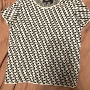 Theory Black and White Geometric Sweater